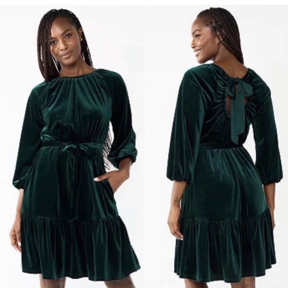 Plus Size Draper James Velvet Dress dark emerald green size XL